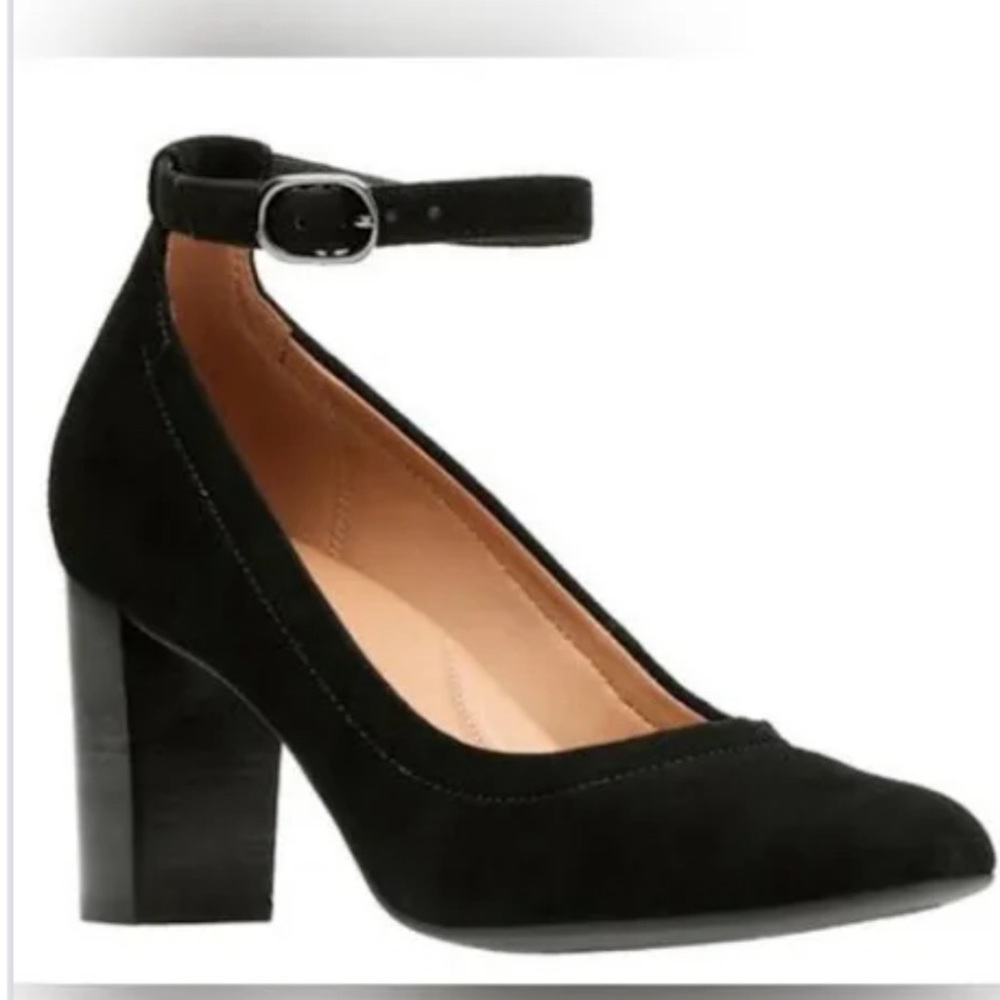 CLARKS Chryssa Jana Heels - Black Suede, Brand New with Tags